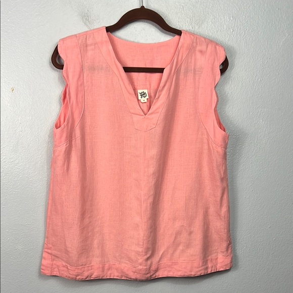 ivy jane Tops - Ivy Jane Linen Pink Sleeveless V-Neck Top Medium
